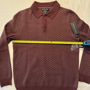 Christian Lacroix Men's Medium Sweater Polo in Dark Red
